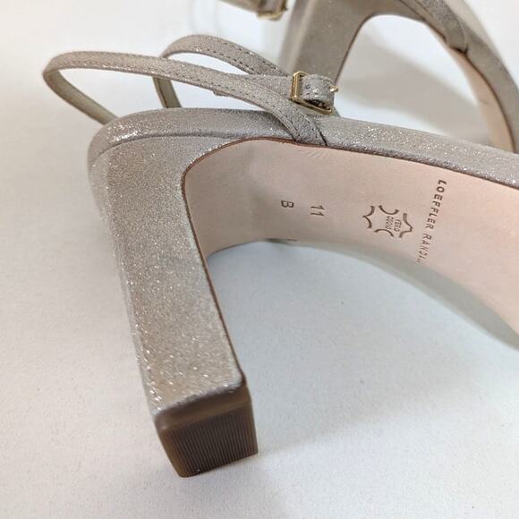 Loeffler Randall Shay Rhinestone Ankle Strap Sandals Heels Metallic Size 11 - Picture 10 of 13